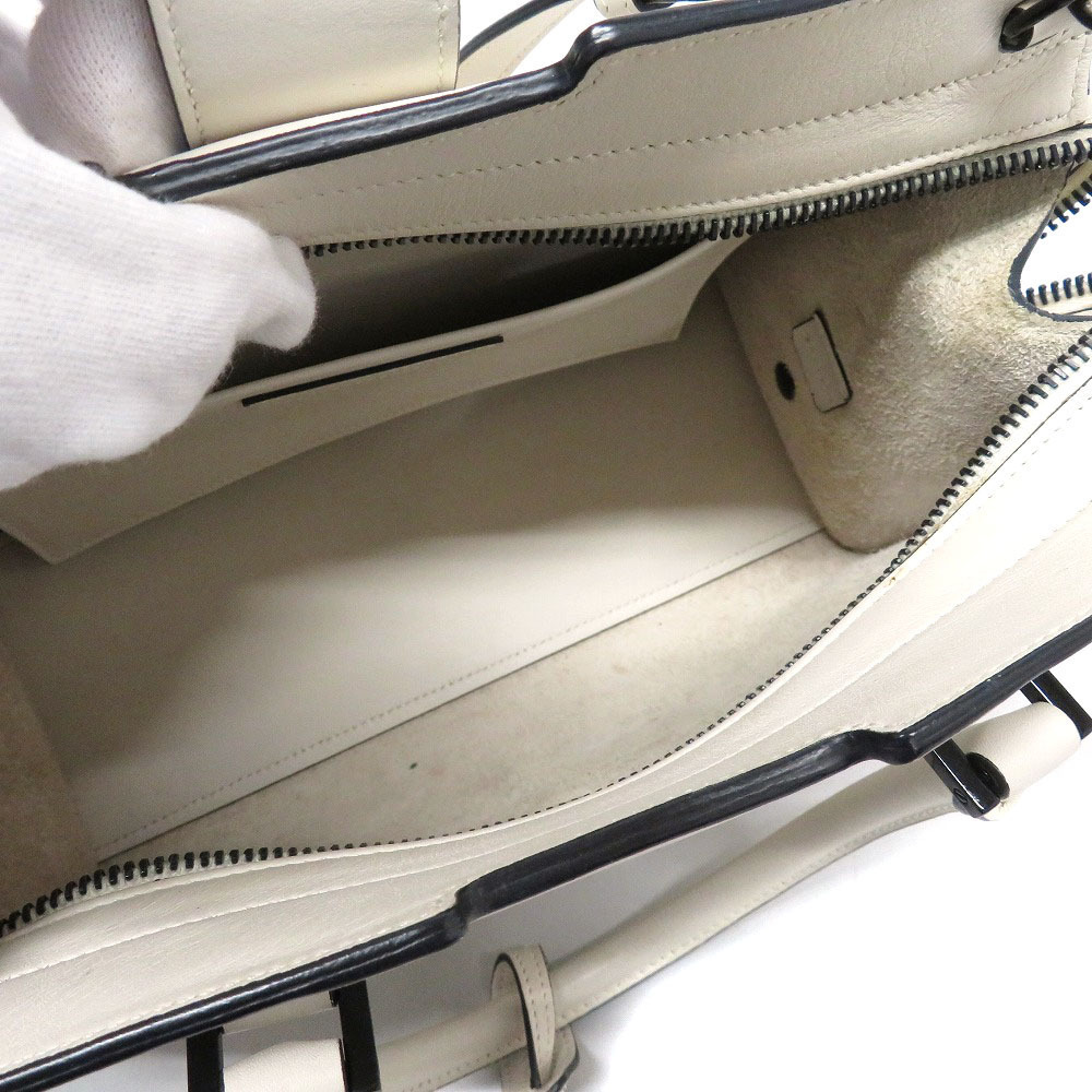 SAINT LAURENT Cabas Shoulder Handbag White Leather - Picture 7 of 9